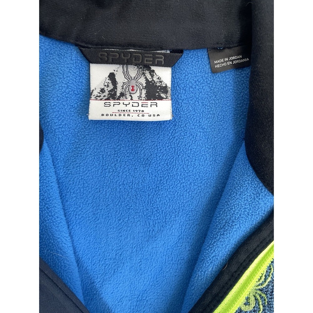 Spyder Jacket Mens Large Blue Marled Quarter Zip Pullover Fleece Sweater - Picture 3 of 11